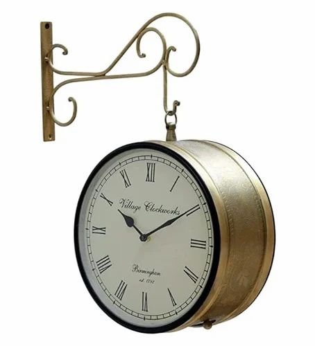 Handcrafted 8 Inch Metal Brass Vintage Clock | Classic Decorative Timepiece for Living Room & Study Table