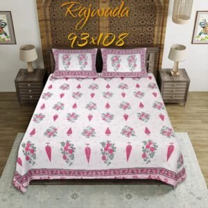 53-1000x1000-1.jpg King Size Jaipuri Bedsheet | Premium Cotton Double Bed Sheet with Traditional Rajasthani Print & 2 Pillow Covers