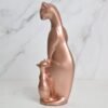 Rose Gold Cat Statue - Elegant Mother and Kitten Sculpture for Home Decor