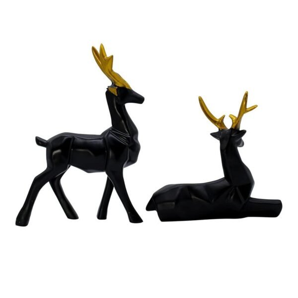6-14.jpg Elegant Black Deer Statues with Golden Antlers - Perfect Home Decor for Modern Living Spaces