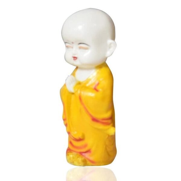 Meditating Buddha Monk Statue Decorative Baby Monk Doll Showpiece for Home Decor and Office (10 x 10 x 25 Centimeters) (Yellow)