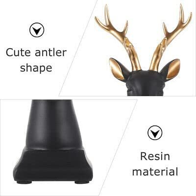 6-2.jpg Modern Resin Deer Bust with Gold Antlers - Sleek Black & White Animal Decor for Home & Office