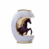 Gold-Accented Crescent Horse Vase - Modern Equestrian Decor