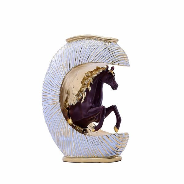 Gold-Accented Crescent Horse Vase - Modern Equestrian Decor