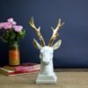 Modern Resin Deer Bust with Gold Antlers - Luxe Tabletop & Wall Accent for Home & Office Decor