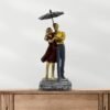 Romantic Couple Under Umbrella Resin Sculpture HandPainted Love Statue, Anniversary & Valentine's Day Gift for Home Decor