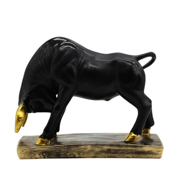 6-5.jpg Black Bull Statue with Golden Accents - Decorative Figurine for Home and Office