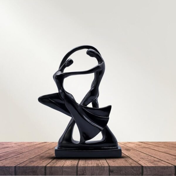 Contemporary Black Resin Couple Figurine Abstract Dance Sculpture for Home & Office, Thoughtful Anniversary or Valentines Gift