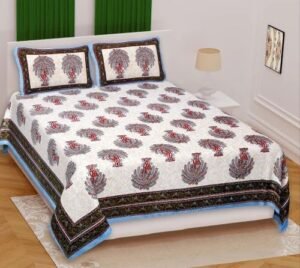 Premium Cotton Double Bedsheet with Elegant Printed Design ? Soft, Durable & Comfortable ? King/Queen Size