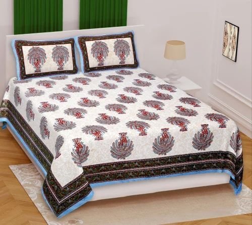 Premium Cotton Double Bedsheet with Elegant Printed Design ? Soft, Durable & Comfortable ? King/Queen Size