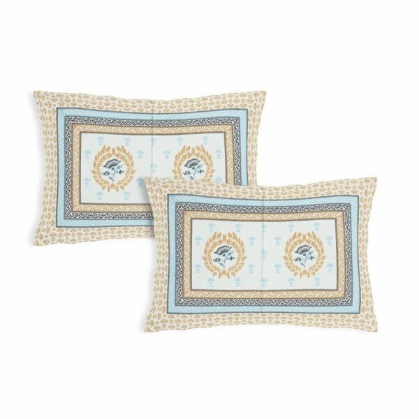 7-1-1000x1000-1.jpg Jaipuri 100% Cotton King?Size Bedsheet with 2 Pillow Covers ? Traditional Rajasthani Block Print, Soft & Breathable Home Bedding