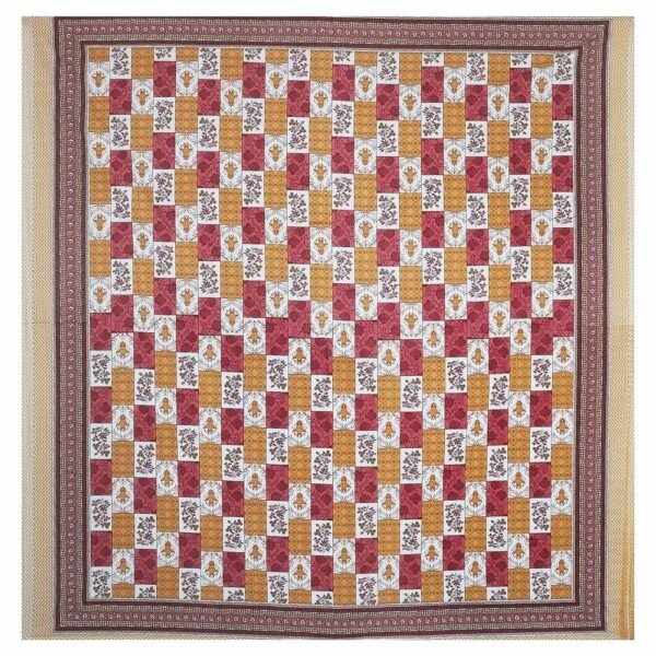 Super King Size 100% Cotton Jaipuri Bedsheet ? Ethnic Multicolor Block?Print, Soft & Breathable Bed Linen