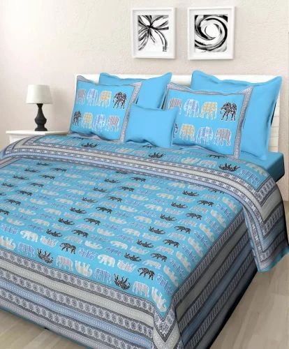 100% Cotton Double Bed Sheet with 2 Pillow Covers | Soft & Breathable Cotton Bedding | Solid / Subtle Print Design | Durable, Machine-Washable