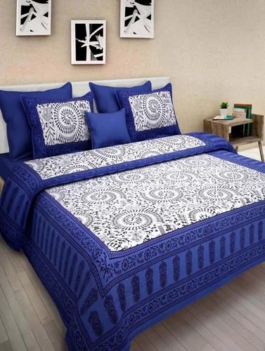 Printed Cotton Double Bedsheet with 2 Pillow Covers ? 100% Pure Cotton, Soft & Breathable, Traditional Ethnic Design Bed Linen