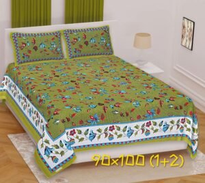 cotton-single-bed-sheet-with-pillow-cover-printed-bedsheet-1000x1000-1.jpg Jaipuri Print Cotton Single Bed Sheet with 1 Pillow Cover | 100% Soft & Breathable Cotton | Lightweight Printed Bedding Set | Twin / Single Size