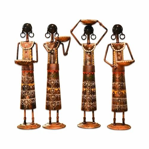 decorative-metal-nagpuri-golden-musician-set-500x500-2.jpg Metal Labour Lady Set in Black Color | Handcrafted Decorative Figurines | Artistic Home & Office Table Decor Showpiece