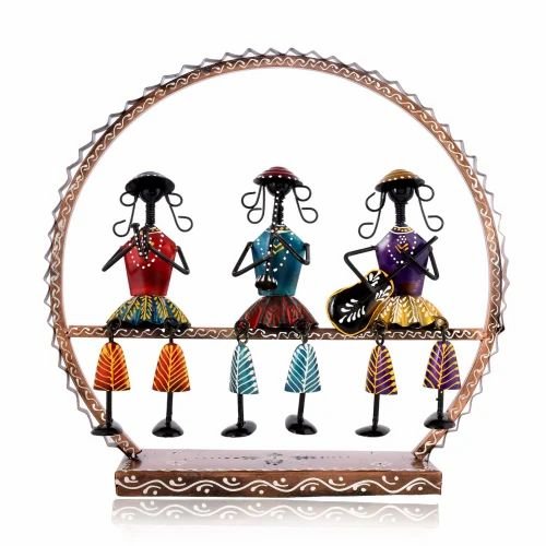 Handmade Metal Round Doll Musician | Elegant Tabletop Decorative Showpiece | Traditional Indian Art Figurine for Home & Gifting