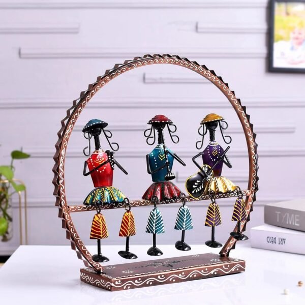 Handmade Metal Round Doll Musician | Elegant Tabletop Decorative Showpiece | Traditional Indian Art Figurine for Home & Gifting