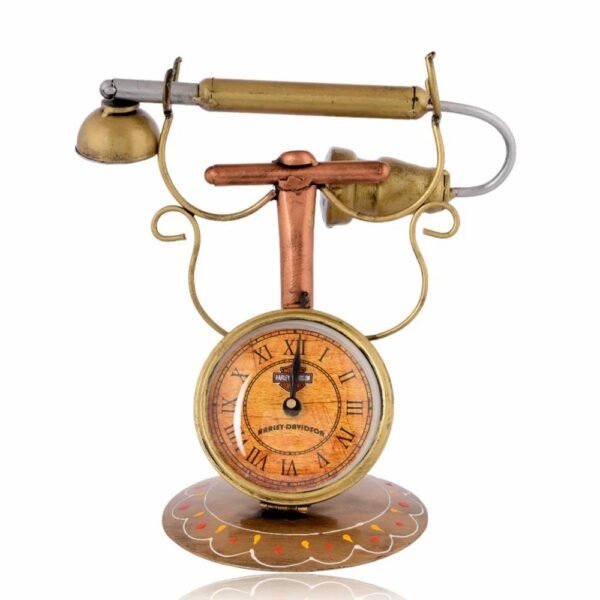 dsc-2173-2-1000x1000-1.jpg Handcrafted Metal Antique Telephone with Clock | Classic Vintage Home Decoration Piece | Unique Table Clock & Retro Showpiece