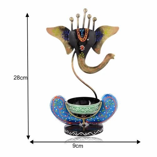 dsc-2215-2-1-500x500-1.jpg Decorative Metal Black Ganesh T Lite Holder | Elegant Handcrafted Tea Light Candle Stand for Home & Office Decor
