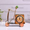 Metal Scooter Pen Holder with Clock | Decorative Table Organizer for Office & Home Decor