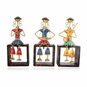 Decorative Metal Musician Stool Dolls | Handcrafted Musician Figurines for Artistic Home & Office Decor