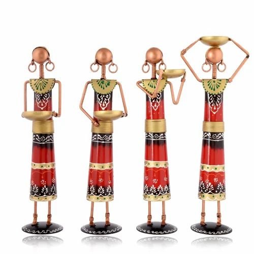 dsc-2243-2-500x500-1.jpg Handmade Metal Labour Lady Showpiece in Red Dress | Artistic Home Decoration Piece for Living Room & Gift