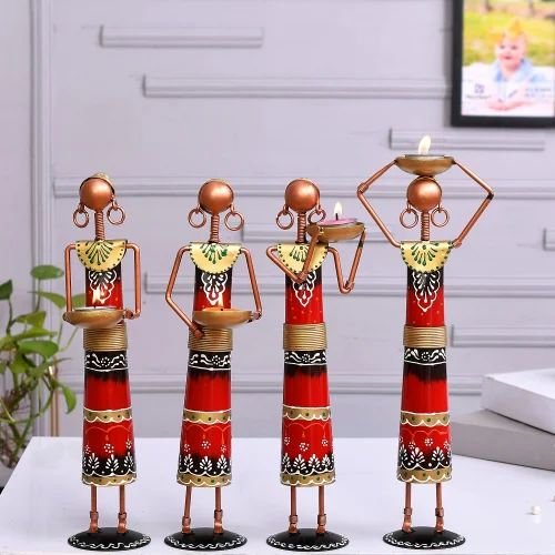 dsc-2243-500x500-1.jpg Handmade Metal Labour Lady Showpiece in Red Dress | Artistic Home Decoration Piece for Living Room & Gift