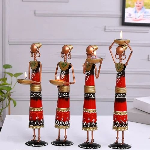 dsc-2245-500x500-1.jpg Handmade Metal Labour Lady Showpiece in Red Dress | Artistic Home Decoration Piece for Living Room & Gift
