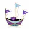 Handcrafted Metal Blue Boat Pen Holder | Artistic Tabletop Organizer for Home, Office & Study Desk