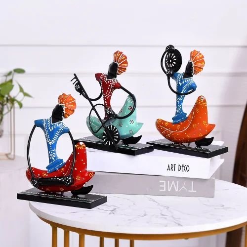 dsc-2379-500x500-1.jpg Metal Nagpuri Black Musician Set | Handcrafted Decorative Folk Art Showpieces for Home & Office D?cor | Traditional Indian Musician Figurines