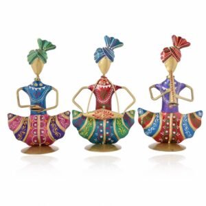 Handmade Metal Sitting Sardar Musician Set | Artistic Folk Musician Showpiece for Table & Living Room D?cor | Indian Cultural Gift Set
