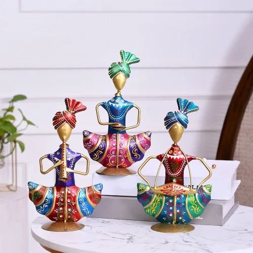 dsc-2393-500x500-1.jpg Handmade Metal Sitting Sardar Musician Set | Artistic Folk Musician Showpiece for Table & Living Room D?cor | Indian Cultural Gift Set