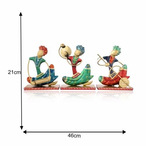 Handmade Metal Nagpur Lite Musician Set | Artistic Decorative Showpieces for Table & Living Room D?cor | Rajasthani Folk Musician Sculpture Set