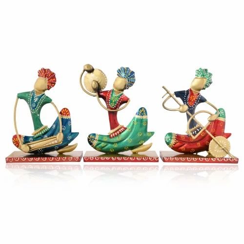 dsc-2412-2-500x500-1.jpg Handmade Metal Nagpur Lite Musician Set | Artistic Decorative Showpieces for Table & Living Room D?cor | Rajasthani Folk Musician Sculpture Set