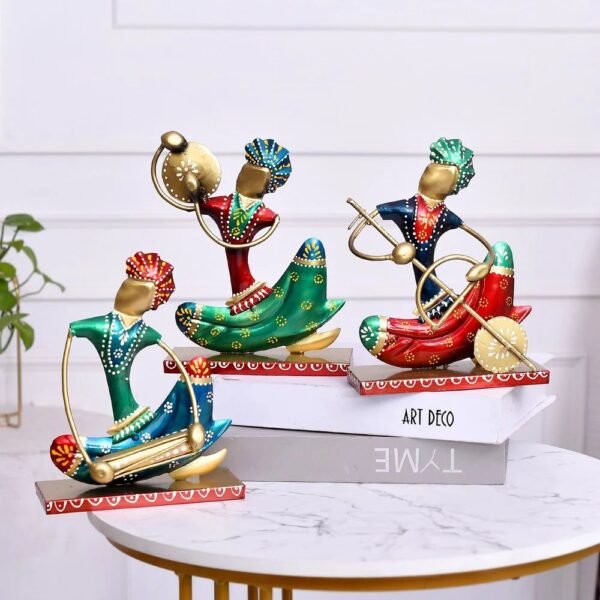dsc-2418-1000x1000-1.jpg Handmade Metal Nagpur Lite Musician Set | Artistic Decorative Showpieces for Table & Living Room D?cor | Rajasthani Folk Musician Sculpture Set