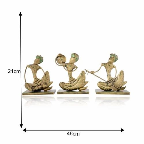 Metal Decorative Antique Nagpuri Musician Set | Handcrafted Table Showpiece for Home & Office D?cor