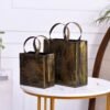 Metal Bag Decorative Showpiece Set for Home D?cor | Handcrafted Art Piece for Living Room, Table & Gift Decoration | Premium Metal Handbag Figurine