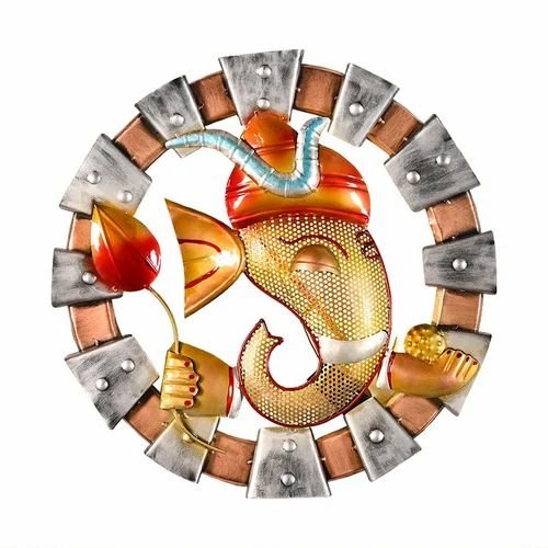 Handmade Metal Laddu Ganesh | Spiritual Wall Hanging Art for Living Room & Entrance Decor