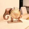 Handcrafted Metal Elephant with Globe | Antique Decorative Figurine for Table & Living Room Decor