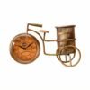 Golden Decorative Cycle Pen Stand with Clock | Elegant Metal Desk Organizer for Office & Corporate Gifting