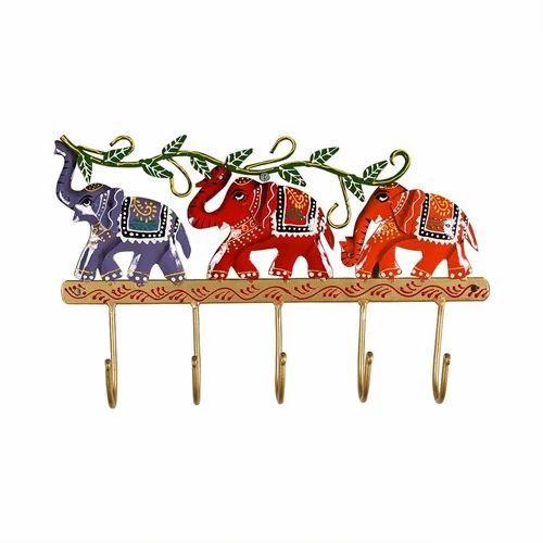 Decorative Metal Elephant Key Holder | Handcrafted Wall Mounted Key Organizer | Elegant Home & Living Room Decor Accent