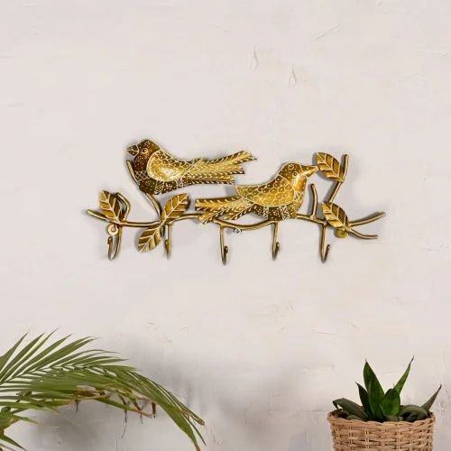 Metal 2 Bird Key Holder | Handcrafted Decorative Wall Key Hanger | Artistic Home & Entryway Wall Decor Organizer