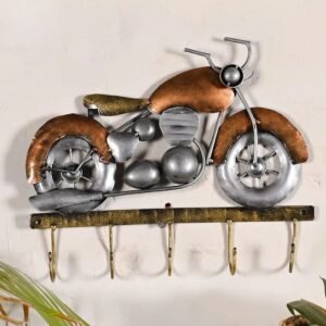 Decorative Bike Key Holder in Metal for Wall Decor Handcrafted Vintage Motorcycle Design Key Stand Home Office Wall Hanging