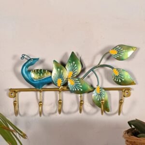 dsc-8171-c-1000x1000-1.jpg Beautiful Peacock Design Metal Key Holder | Decorative Wall Mounted Key Hanger | Elegant Handcrafted Home D?cor Piece