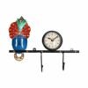 Wall Decorative Krishna Clock Key Holder in Metal | Elegant Lord Krishna Wall Hanging with Key Hooks | Home & Office D?cor Gift