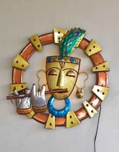 Murli Krishna Metal Wall Art | Handcrafted Wall Hanging for Home & Temple Decoration