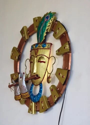 Murli Krishna Metal Wall Art | Handcrafted Wall Hanging for Home & Temple Decoration