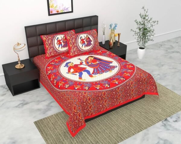 jaipuri-cotton-double-bedsheet-with-2-pillow-cover-1000x1000-2.jpeg Premium Jaipuri Cotton Double Bedsheet with 2 Pillow Covers ? 100% Pure Cotton, Traditional Rajasthani Print, Soft & Breathable Bedding Set