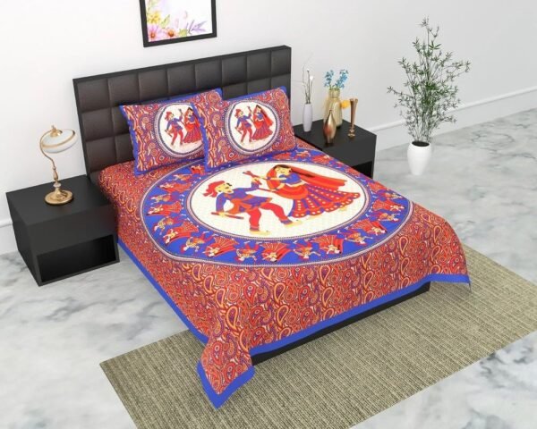 jaipuri-cotton-double-bedsheet-with-2-pillow-cover-1000x1000-4.jpeg Premium Jaipuri Cotton Double Bedsheet with 2 Pillow Covers ? 100% Pure Cotton, Traditional Rajasthani Print, Soft & Breathable Bedding Set